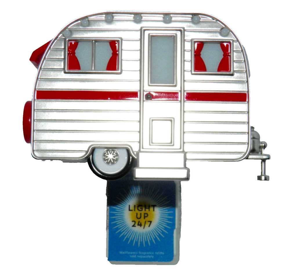 HAPPY CAMPER Wallflower Bath & Body Works Diffuser PlugIn Warmer Light Up SILVER