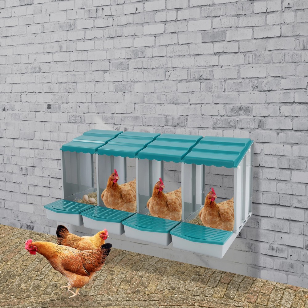 4-Compartment Chicken Nesting Box, Chicken Laying Box with Egg Collection