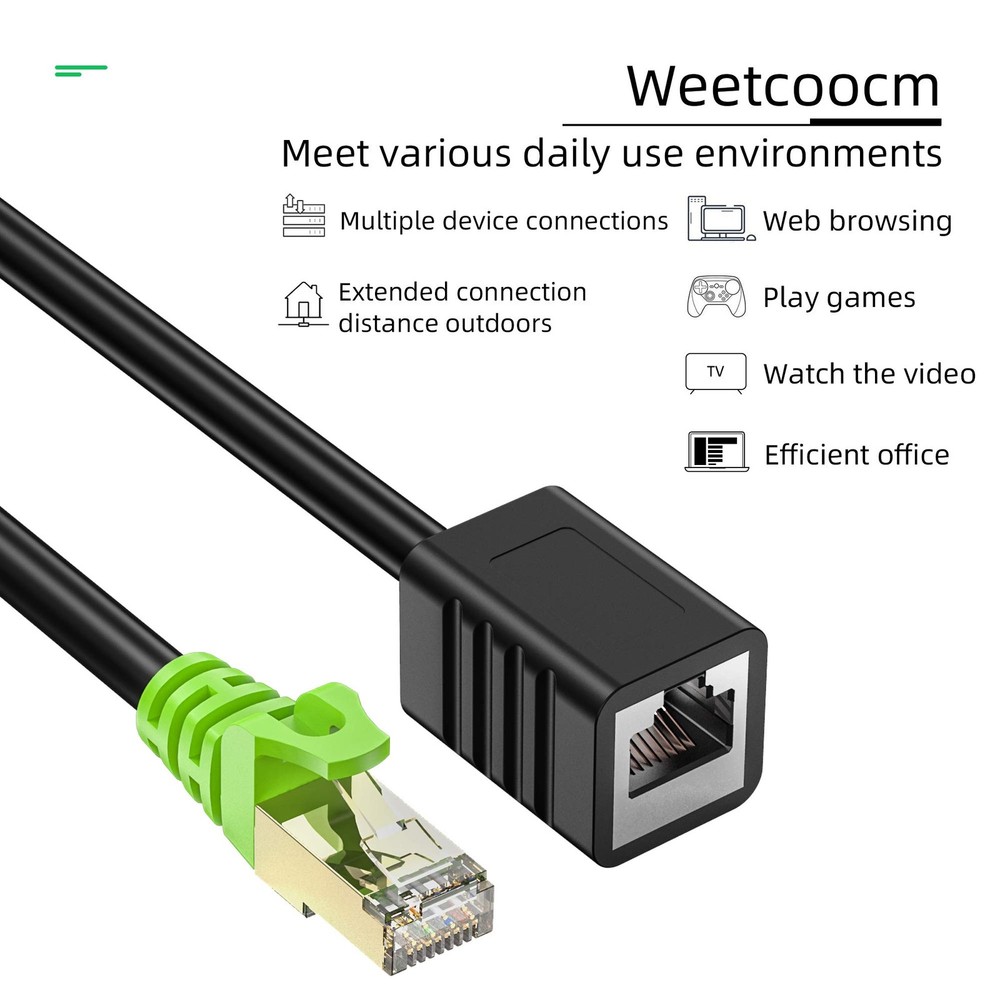 Ethernet Extension Cable 10ft, Network Cat6a 10FT, Black