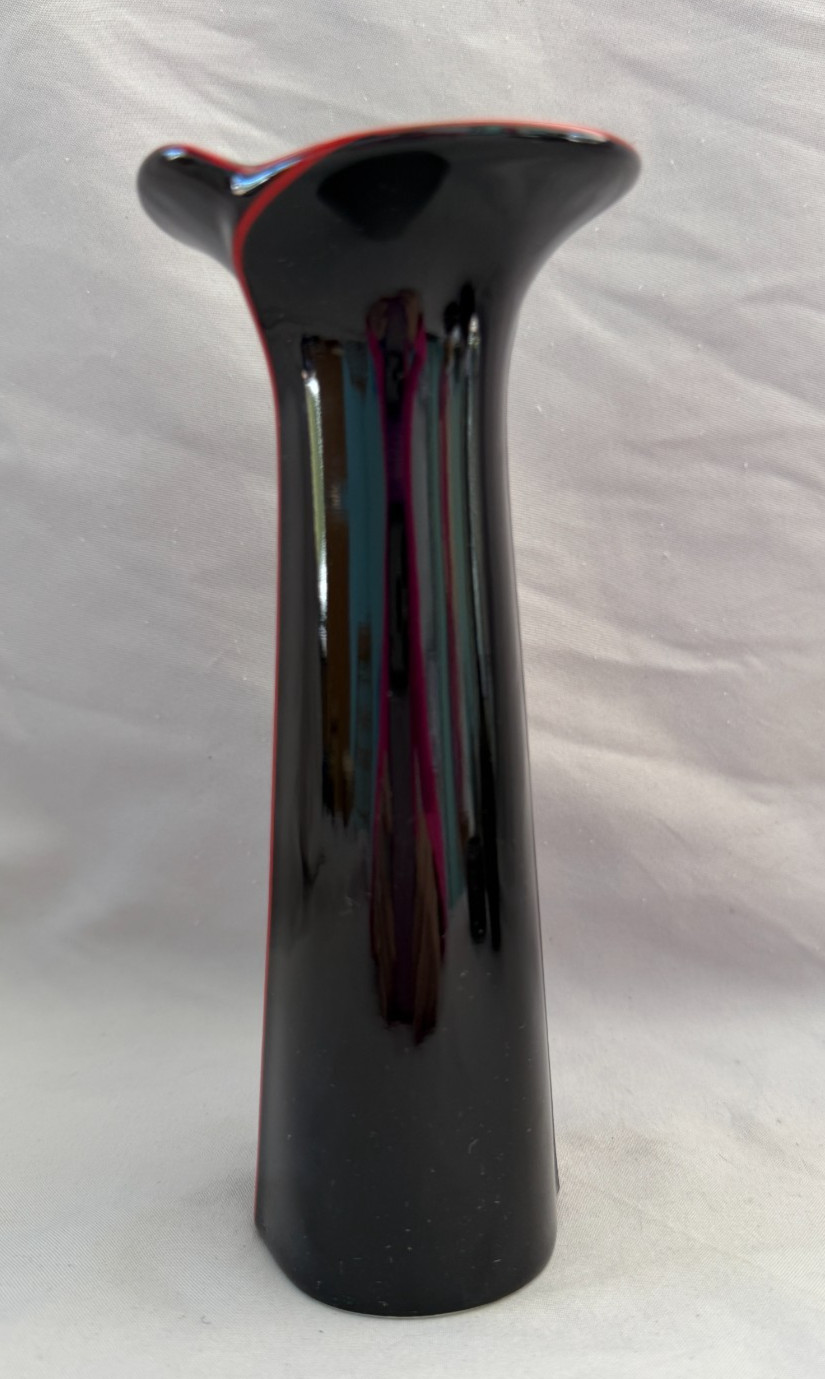 Japanese Black with Red Stripe Bud Vase Yamaji