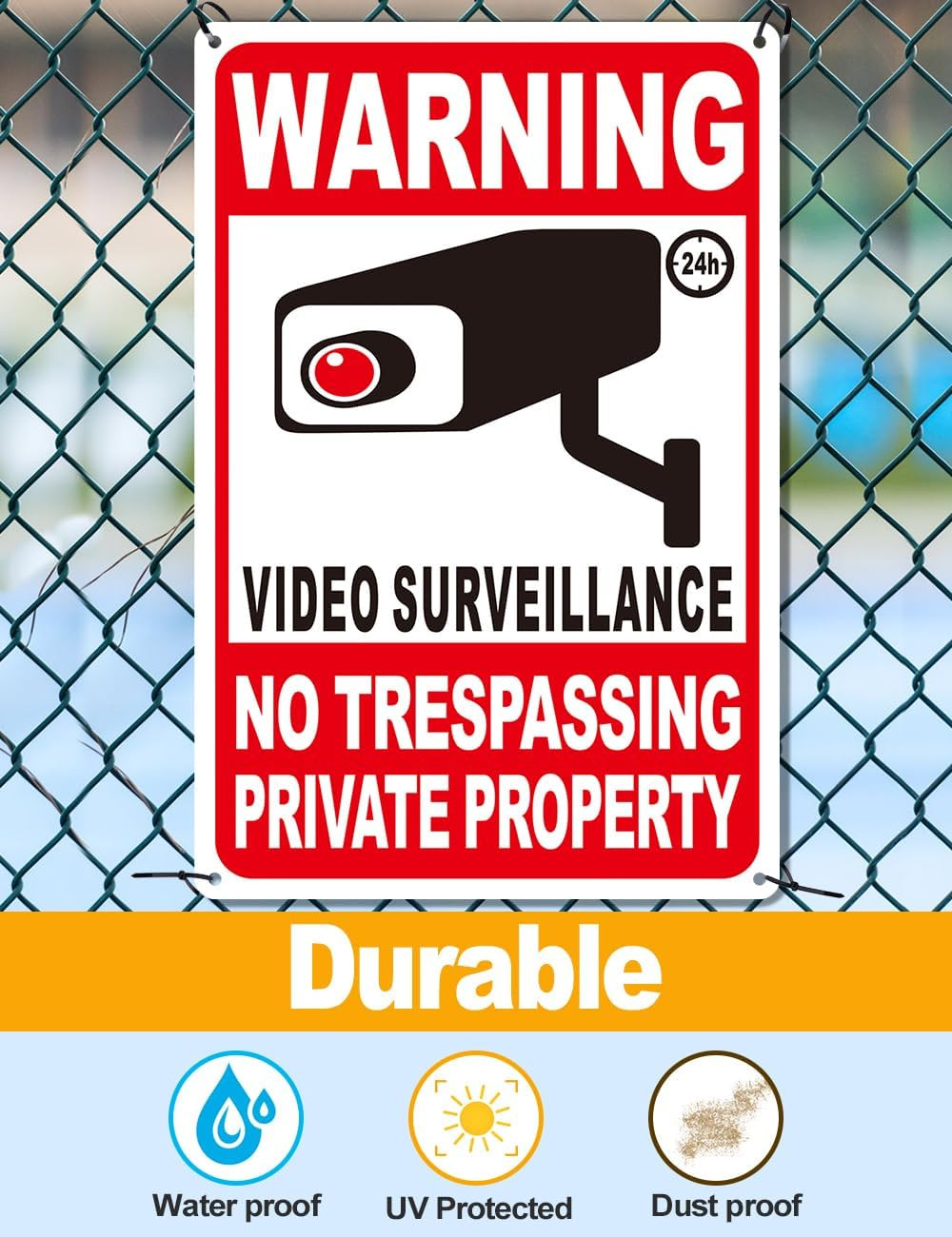 4 Pack Large Warning Security Cameras In Use Metal Sign for House Business