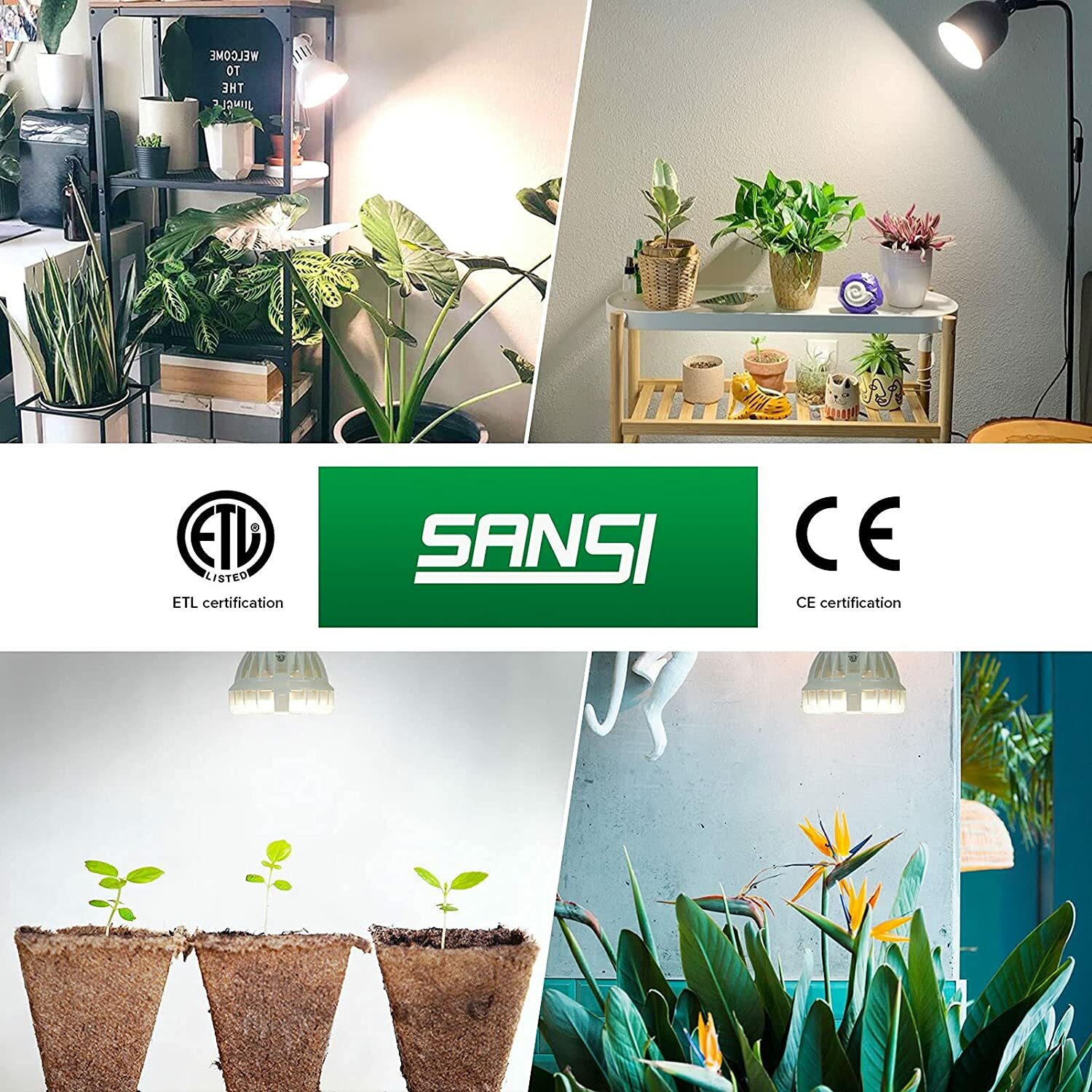 SANSI 10W LED Plant Grow Light Bulb Full Spectrum Veg indoor Plant E26 USED