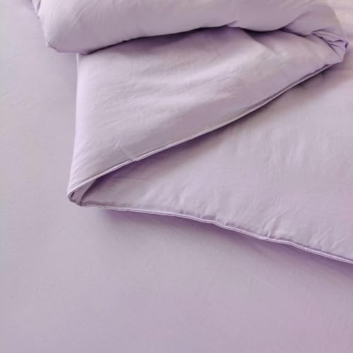 3PCS Purple Comforter Set with 2 Pillowcases, Brushed Queen Solid Purple