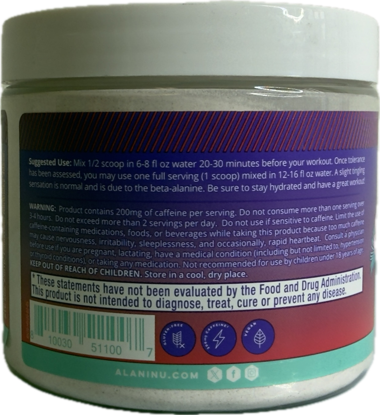 Alani Nu Pre-Workout Powder Hawaiian Shaved Ice 7.2 oz EXP: 02/27 (New/Unused)