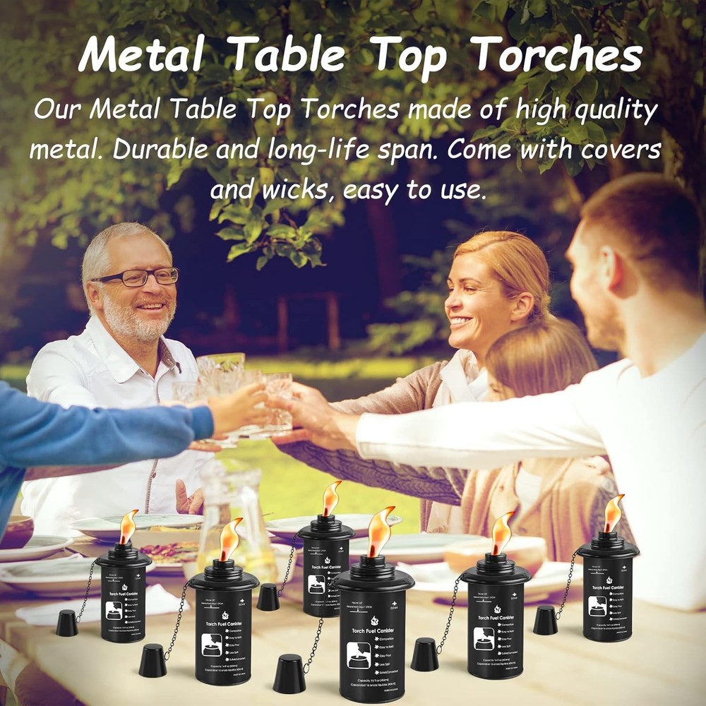 6-pack bamboo torches with refillable replacement canisters,