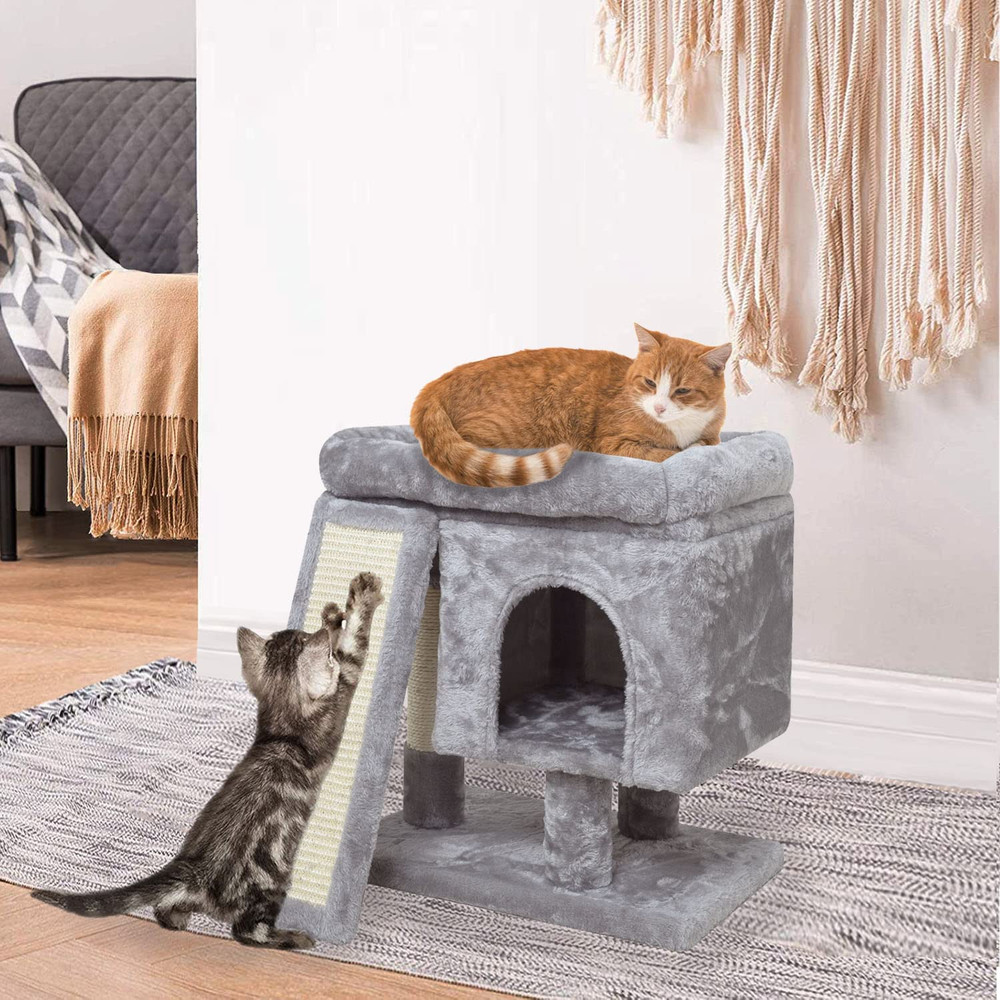 Small Cat Tree for Indoor Cats, Cat Tower with Scratching Post, Modern Activity
