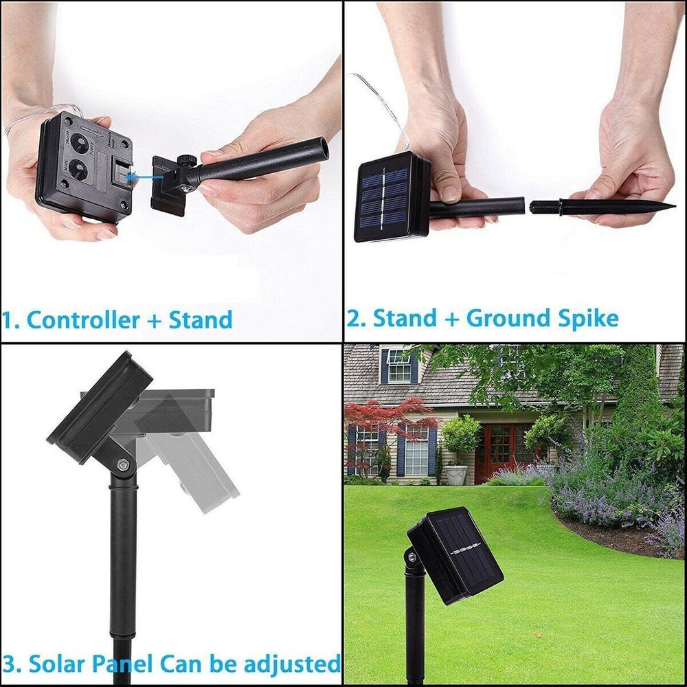 2 Pack Outdoor Solar Globe String Light 8 Modes Yard Landscape 66FT 200LED