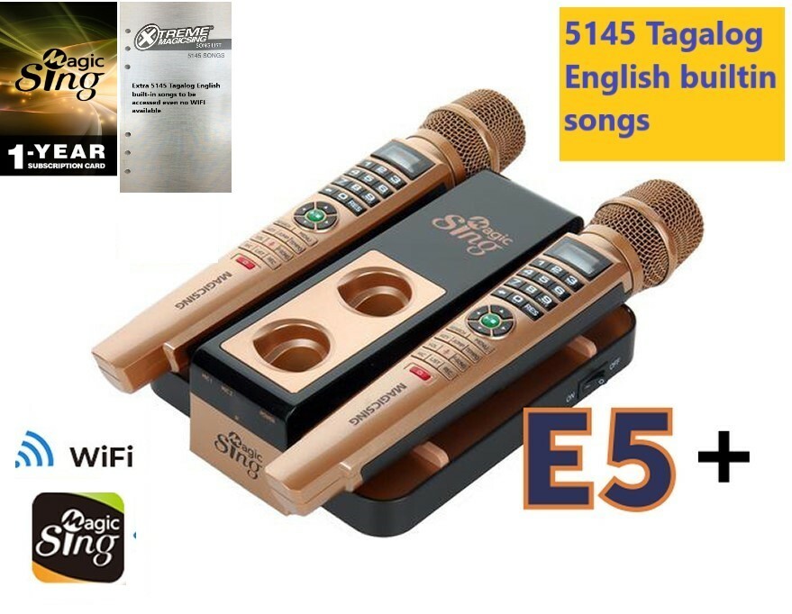 MAGIC SING Karaoke E5+ 5145 Tagalog Eng songs WiFi 2 Wireless Mic 1YR subscript