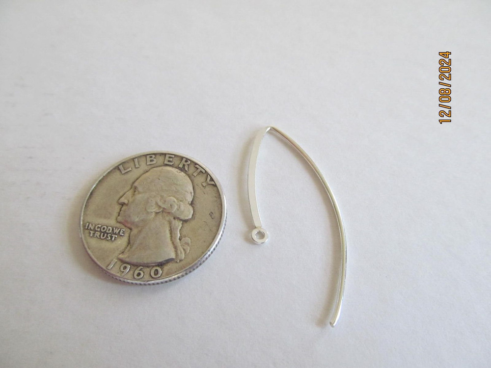 Long Earwires, 35mm, Sterling Silver, 2 Pair