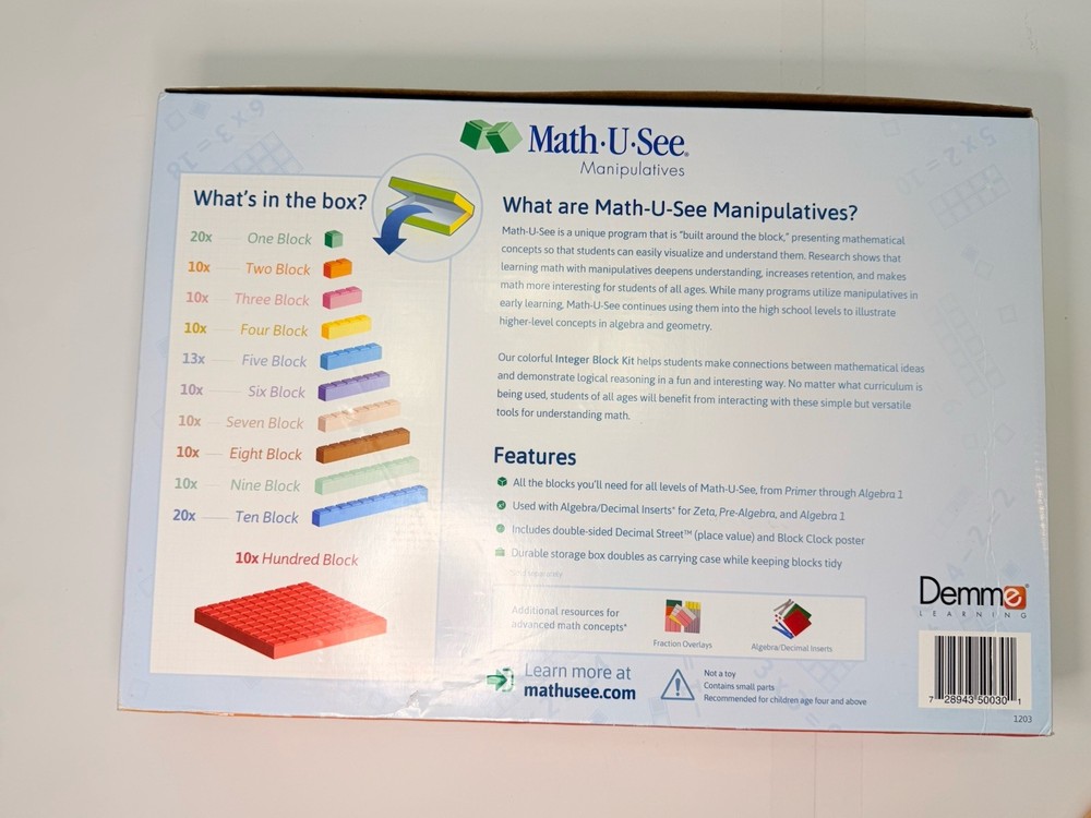 Math U See Manipulatives Integer Block Kit Complete Set See Description