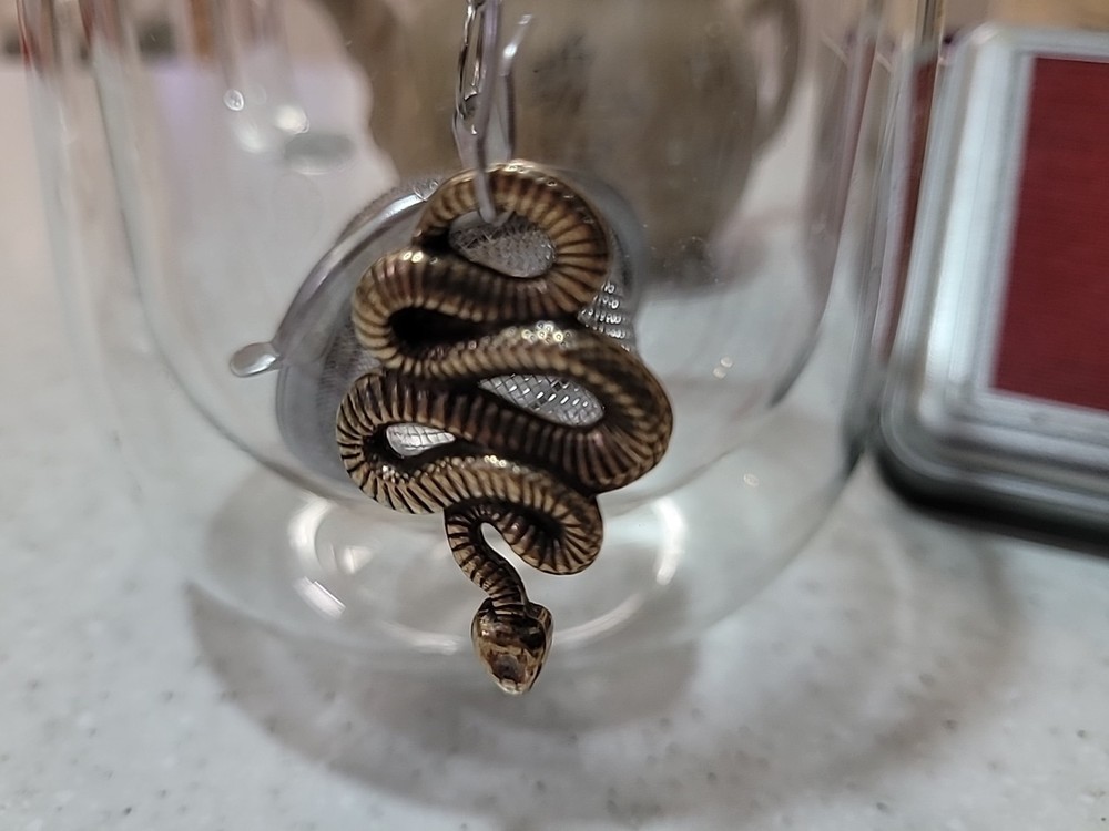 1 X Stainless Steel Mesh Tea Infuser Diffuser Strainer Steeper W/brass Snake