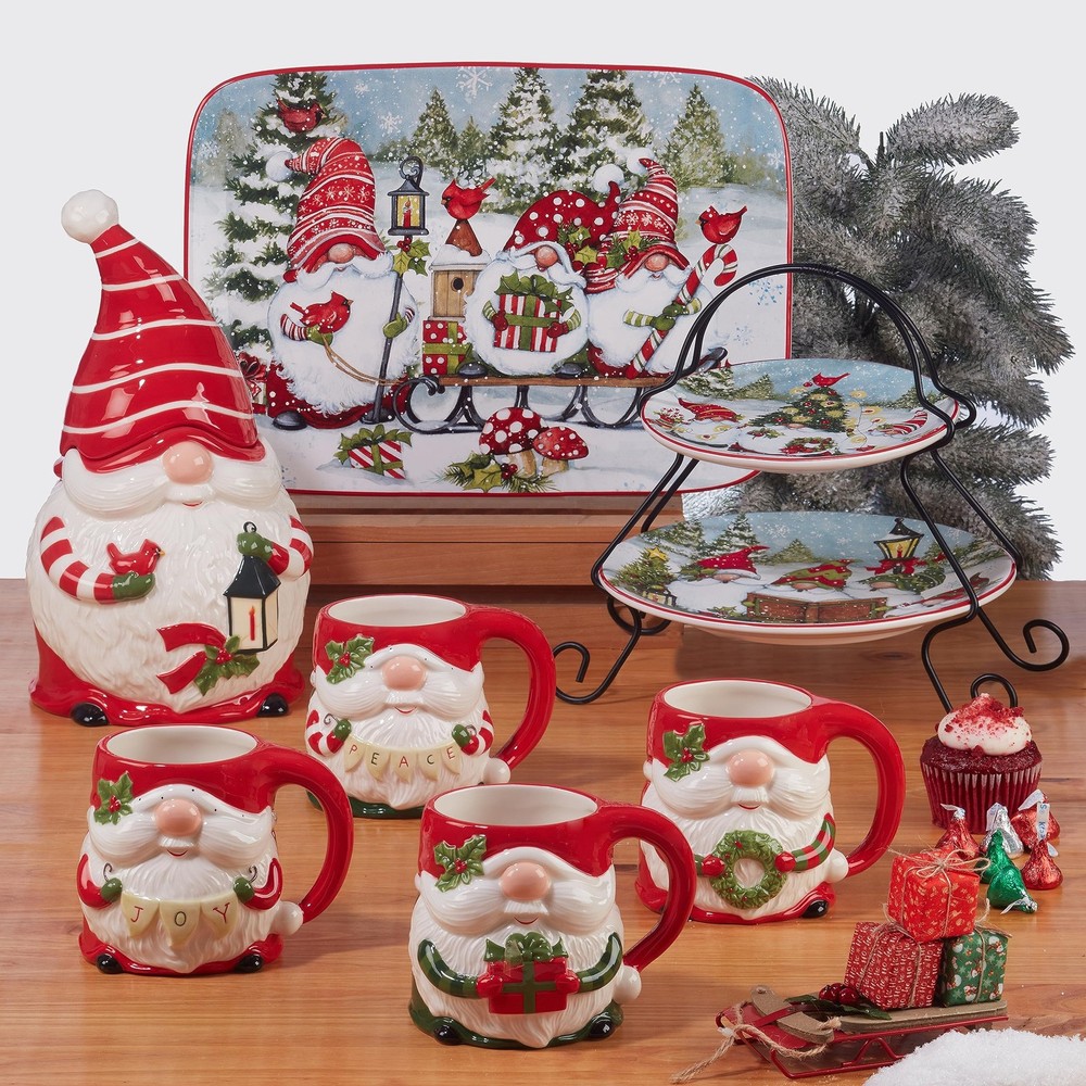 Certified International Christmas Gnomes Rectangular Platter 14" x 10", Multicol