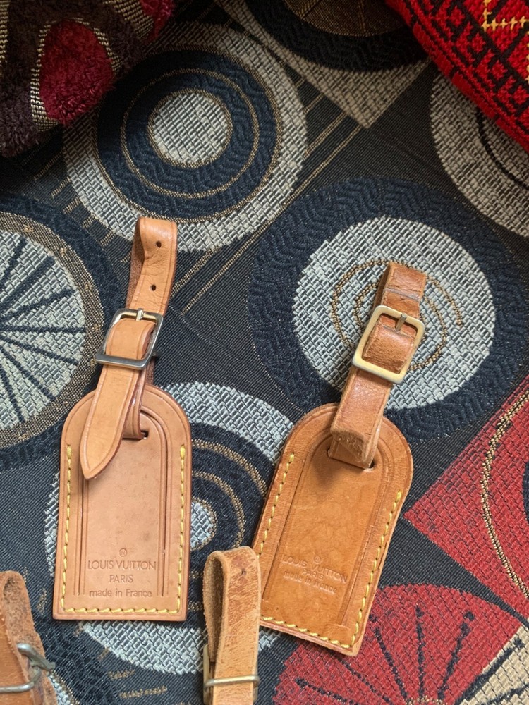 4 Authentic Louis Vuitton leather luggage tags!