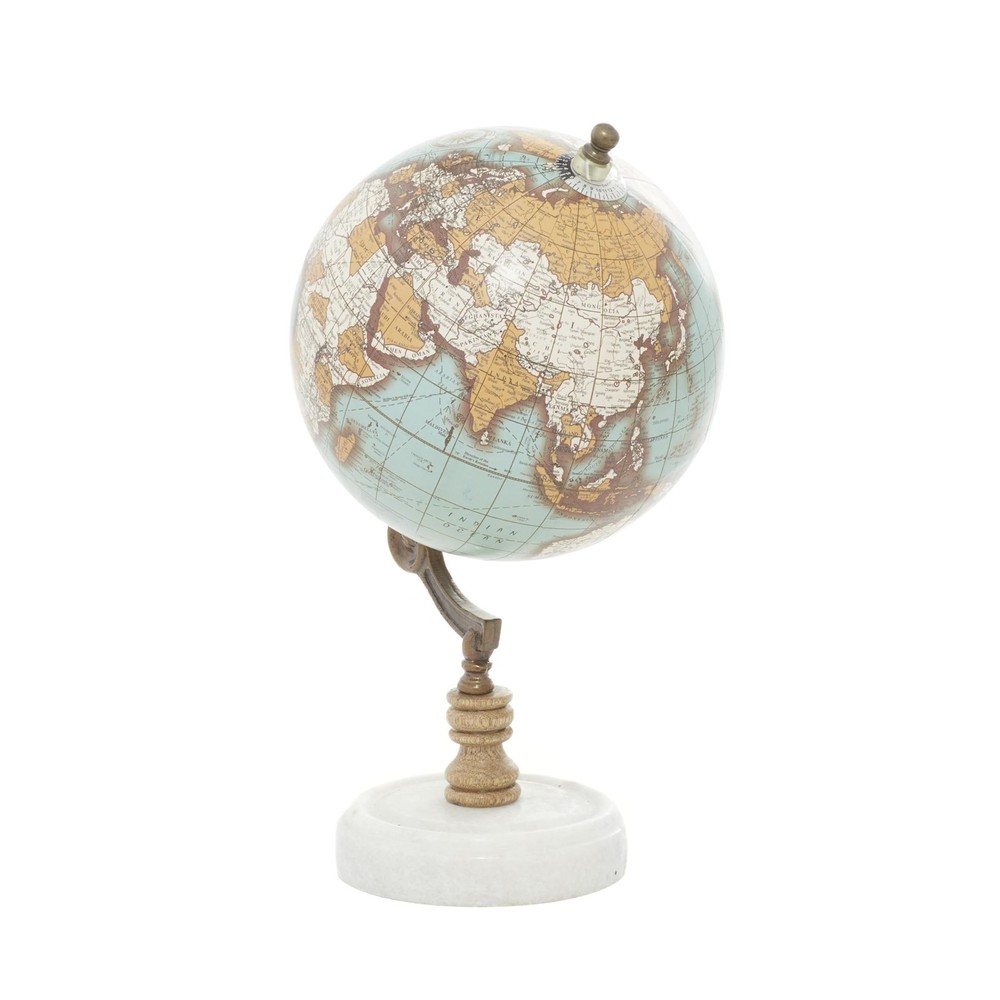 Marble Globe with Marble Base, 7" x 7" x 11", Teal
