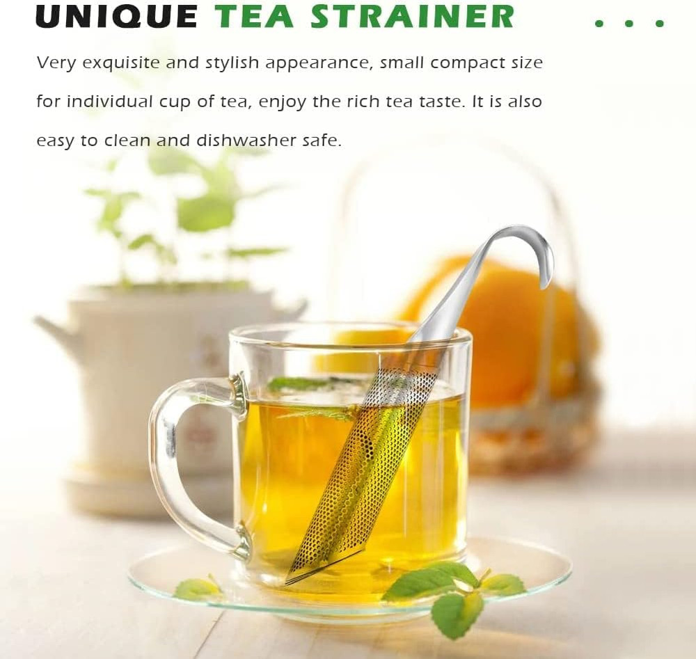 2PCS Stainless Steel Tea Infuser Filter with Hook Handle Loose Leaf Tea Strainer