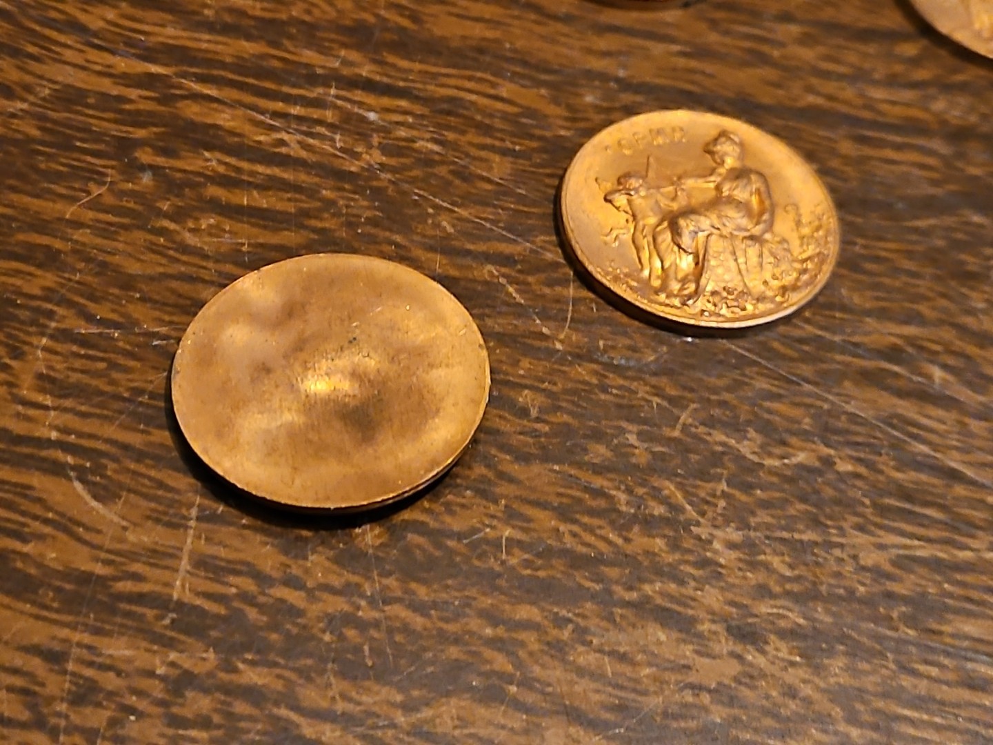 Lot Of 10 Angel CoinPendant France Vintage 60s Brass Stampings Findings Jewelry