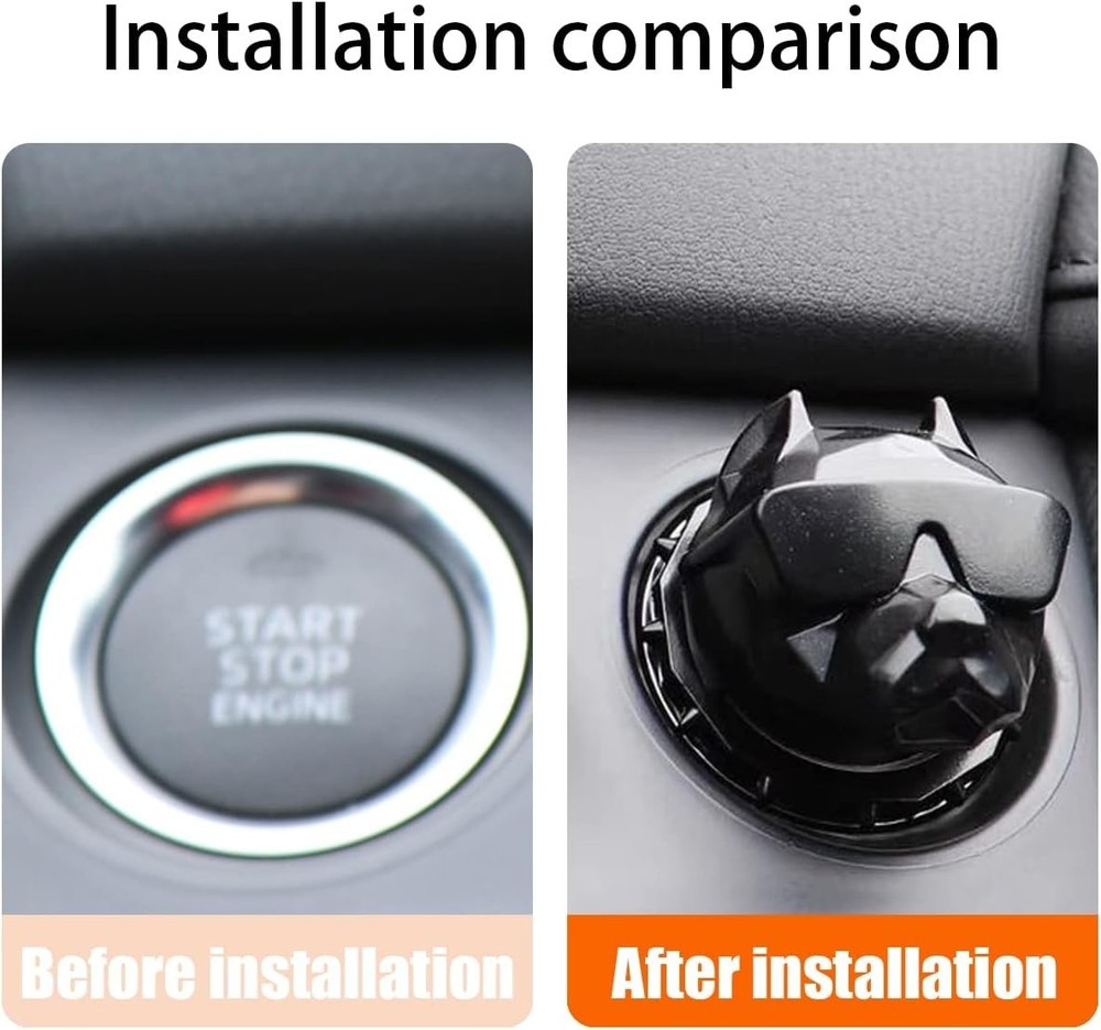 Car Push Start Button Cover, Rhinestone Engine Start Stop Button Black