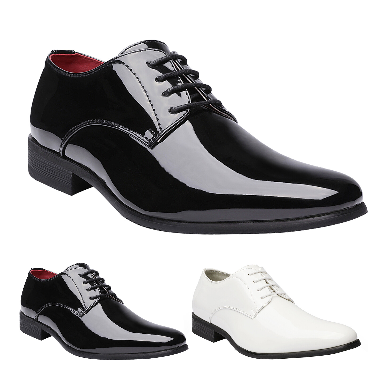 Men's Formal Oxford Dress Loafer Shoes Faux Patent Leather Tuxedo Dress Shoes