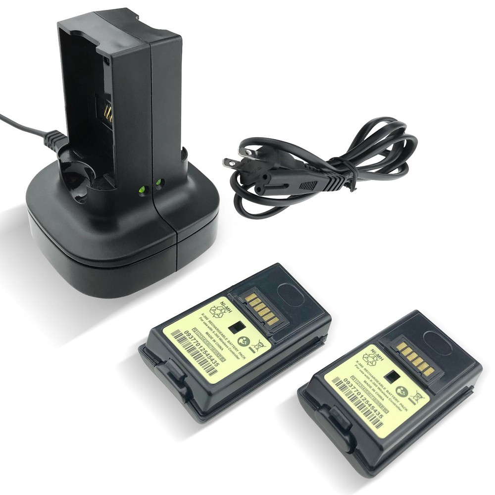 for Xbox 360 Wireless Controller 2 Pack Battery Kit with Dual Charging Station