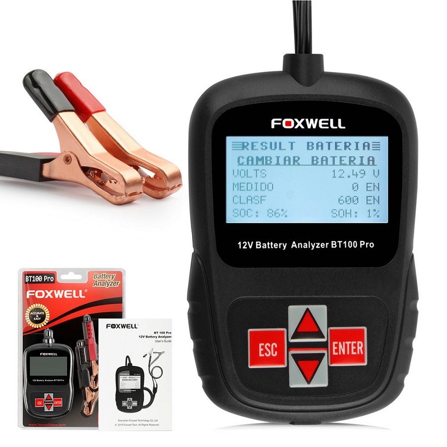 FOXWELL BT100 Pro Code Reader Battery Tester Cranking Charging Voltage Tester