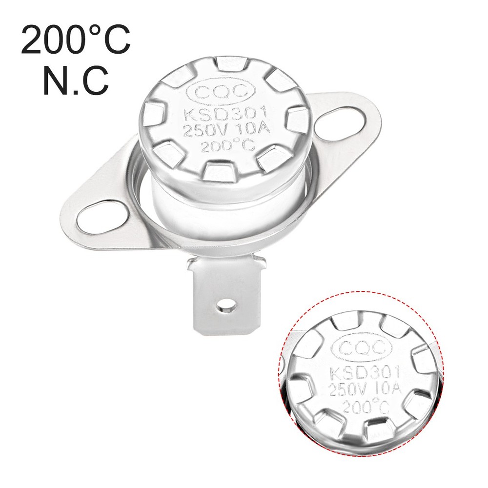 Temperature Control Switch Thermostat KSD301 200°C 10A NC 2pcs