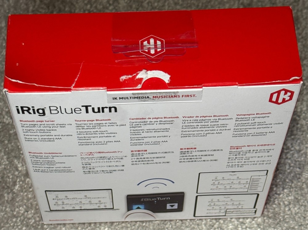 IK Multimedia iRig BlueTurn Bluetooth Page Turner For Iphone, Ipad, Mac, Android