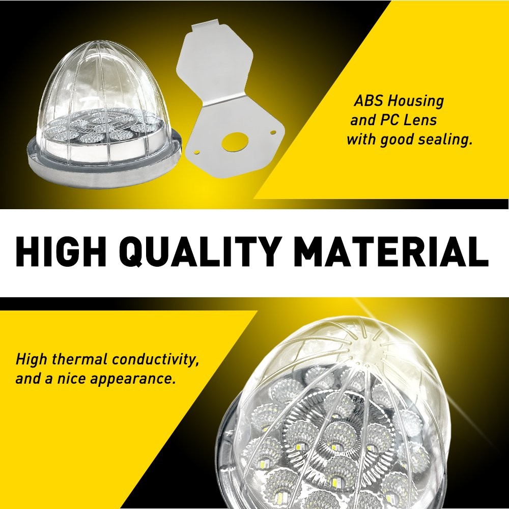 2Pcs LED Watermelon Light Indicator Side Marker Clearance Red White w/ Bracket`