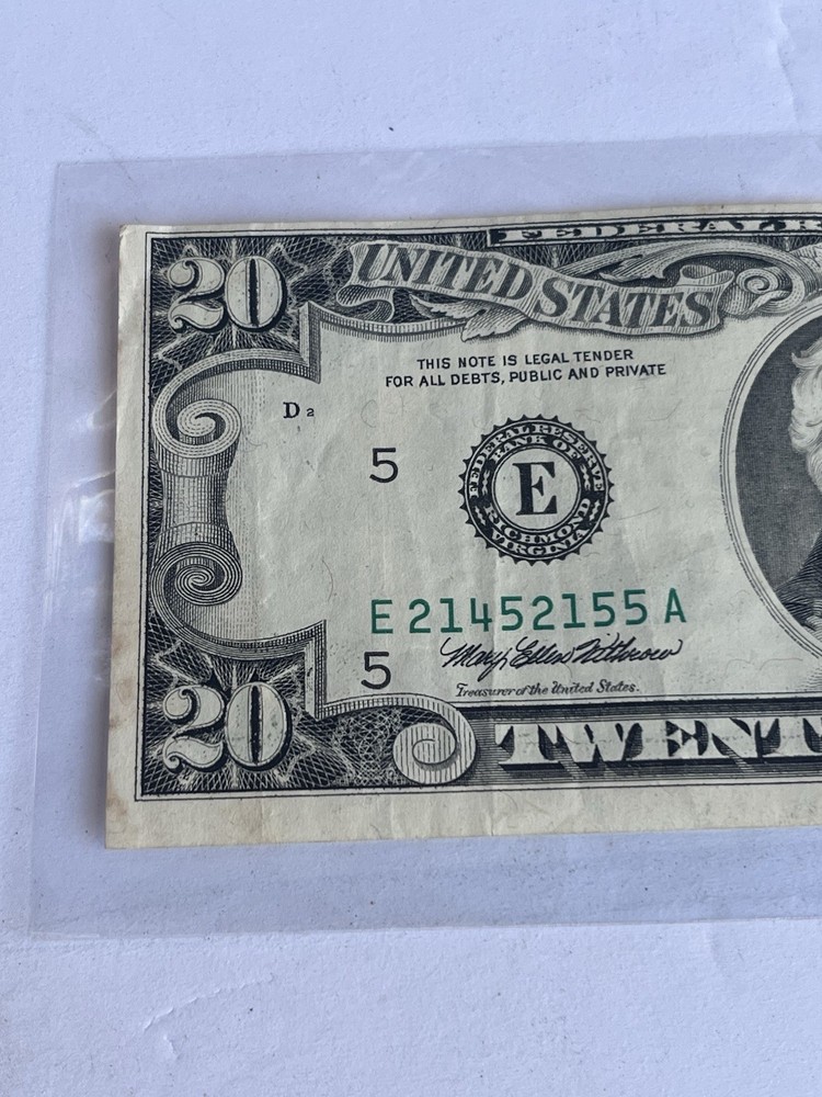 1993 Series $20 Dollar Bill Misaligned Error