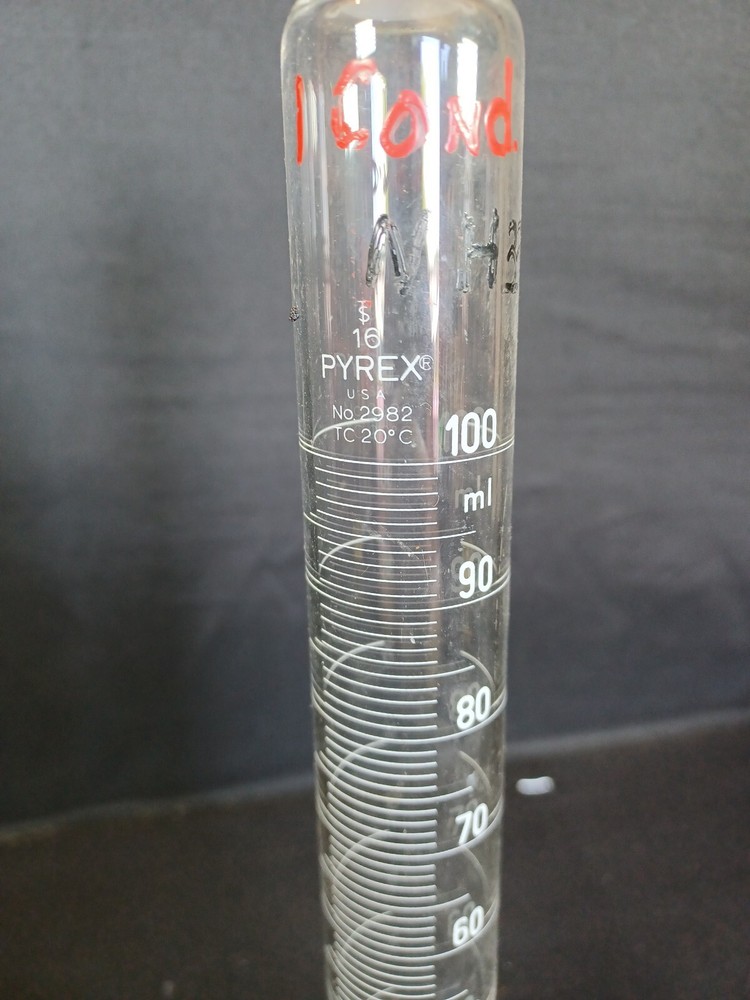 Pyrex #16 100ml Cylinder Hex Bottom No 2982