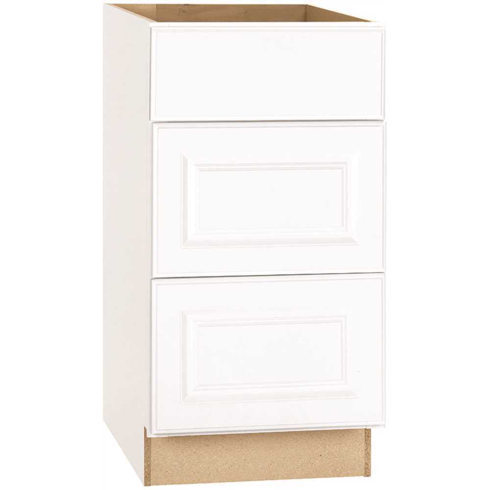 Hampton Satin White Raised Panel Assembled Drawer Base Kitchen Cabinet with Draw