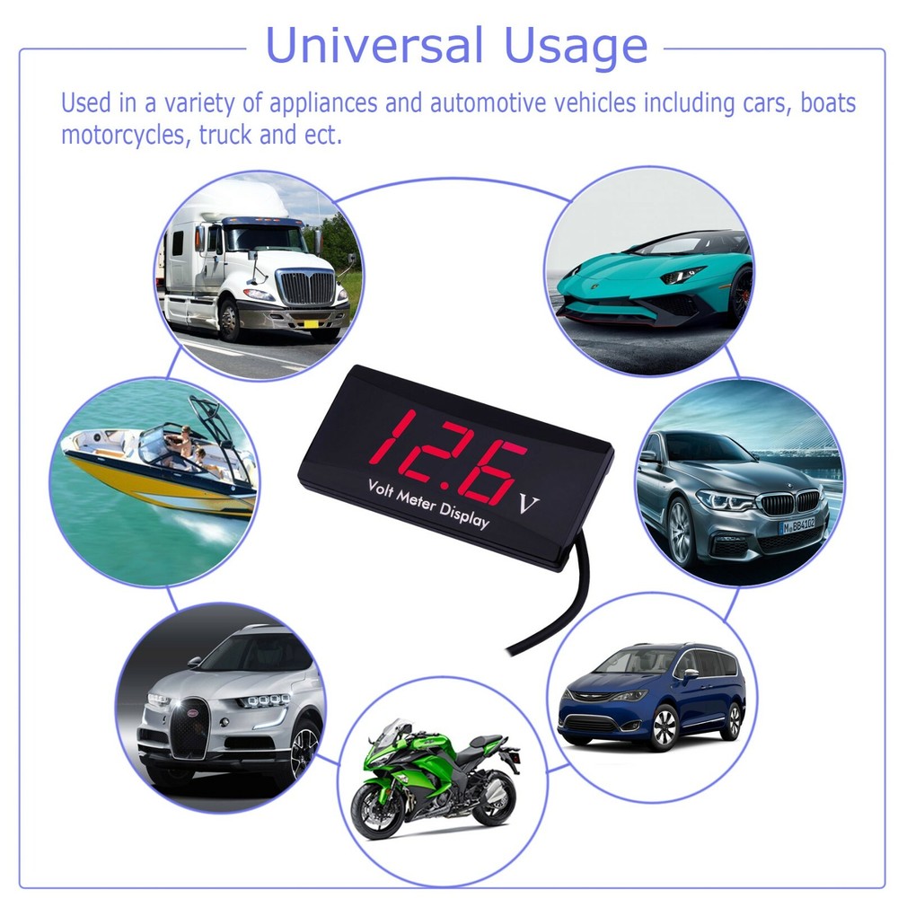 12V Digital LED Display Voltmeter Voltage Gauge Panel Meter For Car Motorcycle