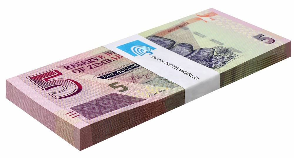 Zimbabwe 5 Dollars, 2016, P-100a.2, UNC X 100 PCS Bundle Pack