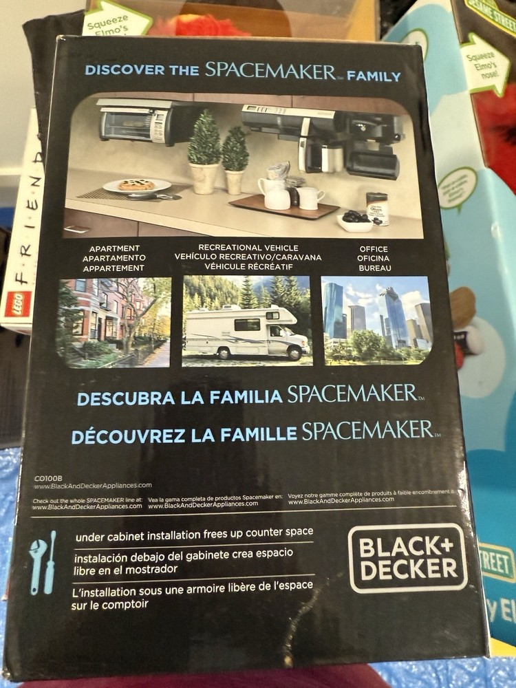 Black & Decker Spacemaker Under Cabinet Can Opener CO100B Black, Sharpener - NEW