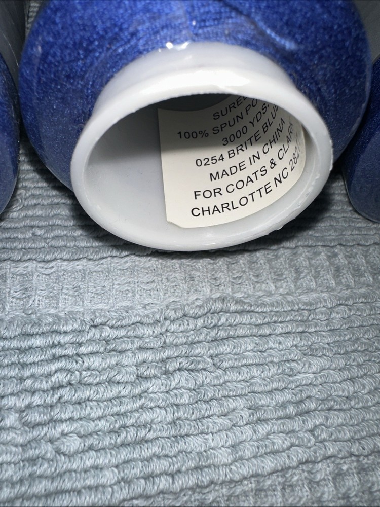 Coats Surelock 4 Spools 0254 Bright Blue Polyester Thread,3000 Yds