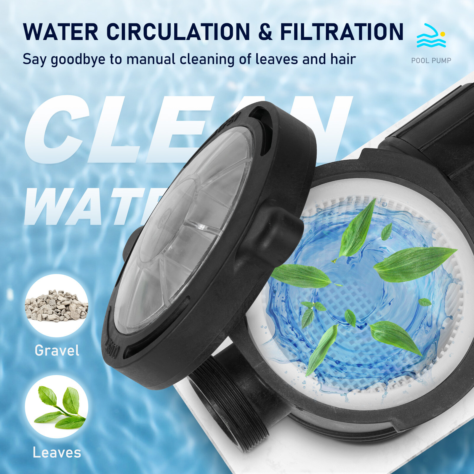 VEVOR Swimming Pool Pump 1.5 HP 88 GPM w/ Strainer Filter Pump Above Ground