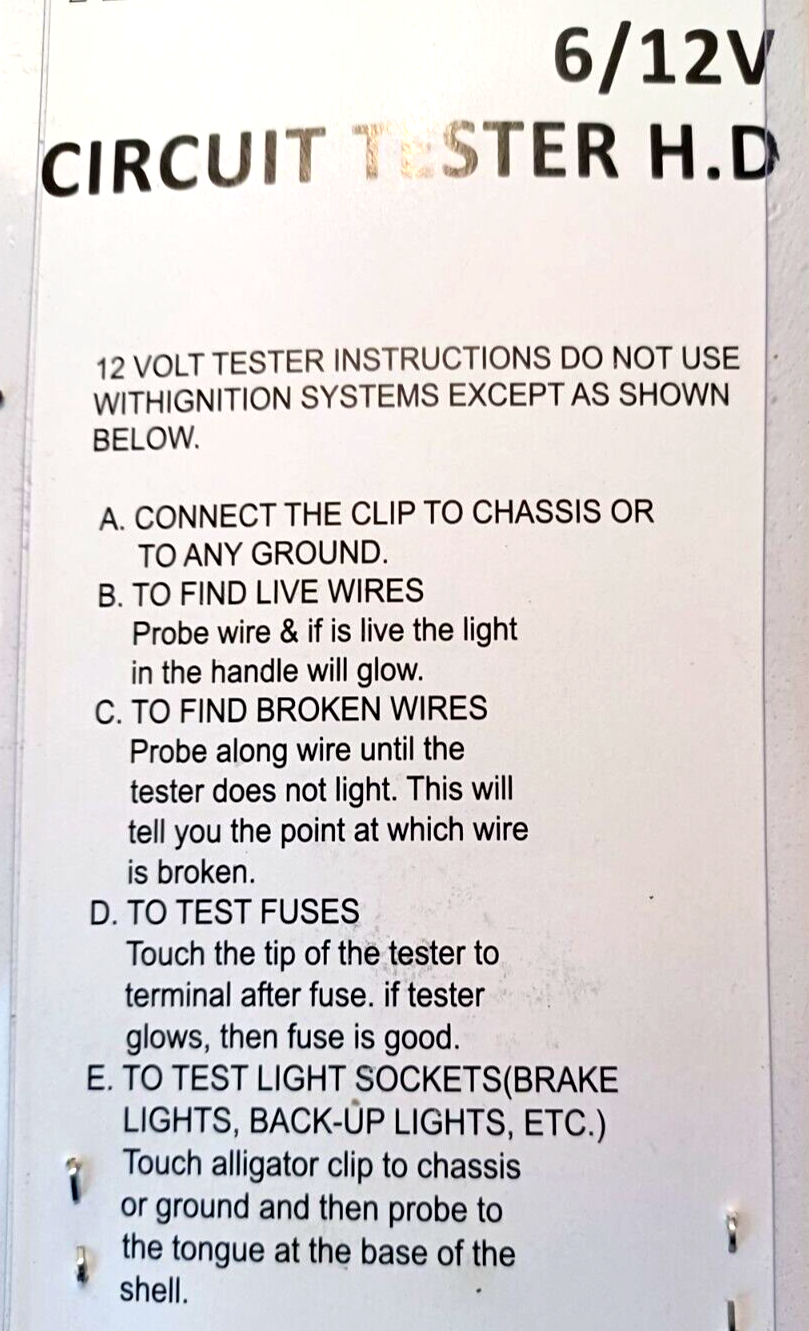 Automotive Circuit Tester 6-12V Volt Electrical Auto Test Light Probe Auto Tool
