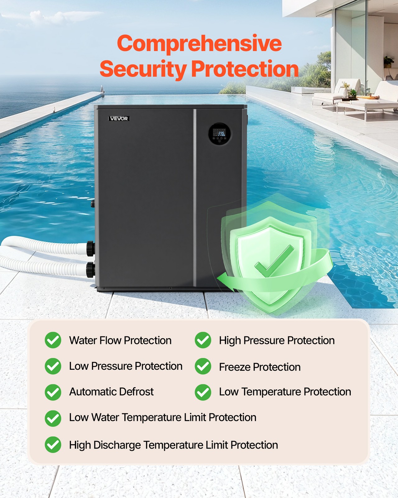 VEVOR 88850 BTU Pool Heat Pump Electric Heater for In-Ground All-DC Inverter