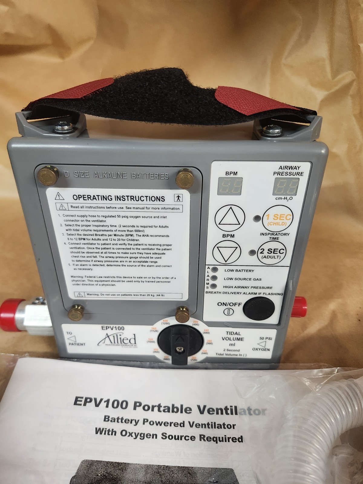 Allied Healthcare Ventilator EPV100 in open box with Power Supply Never Used