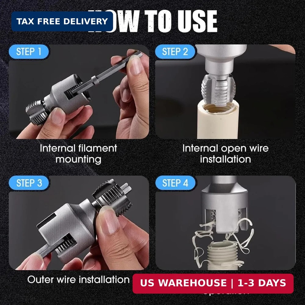 Internal & External Pipe Threading Tool(1/2'' 3/4'' Dies), 2025 New Function Pip