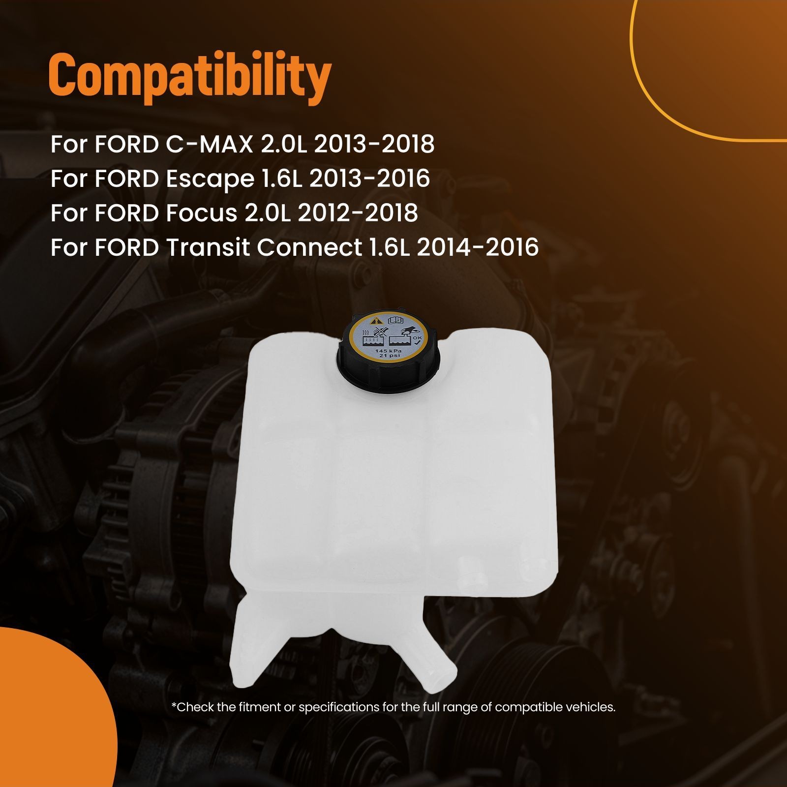 Coolant Recovery Reservoir for Ford C-MAX Focus Escape Transit 2012-18 BE8Z8100A