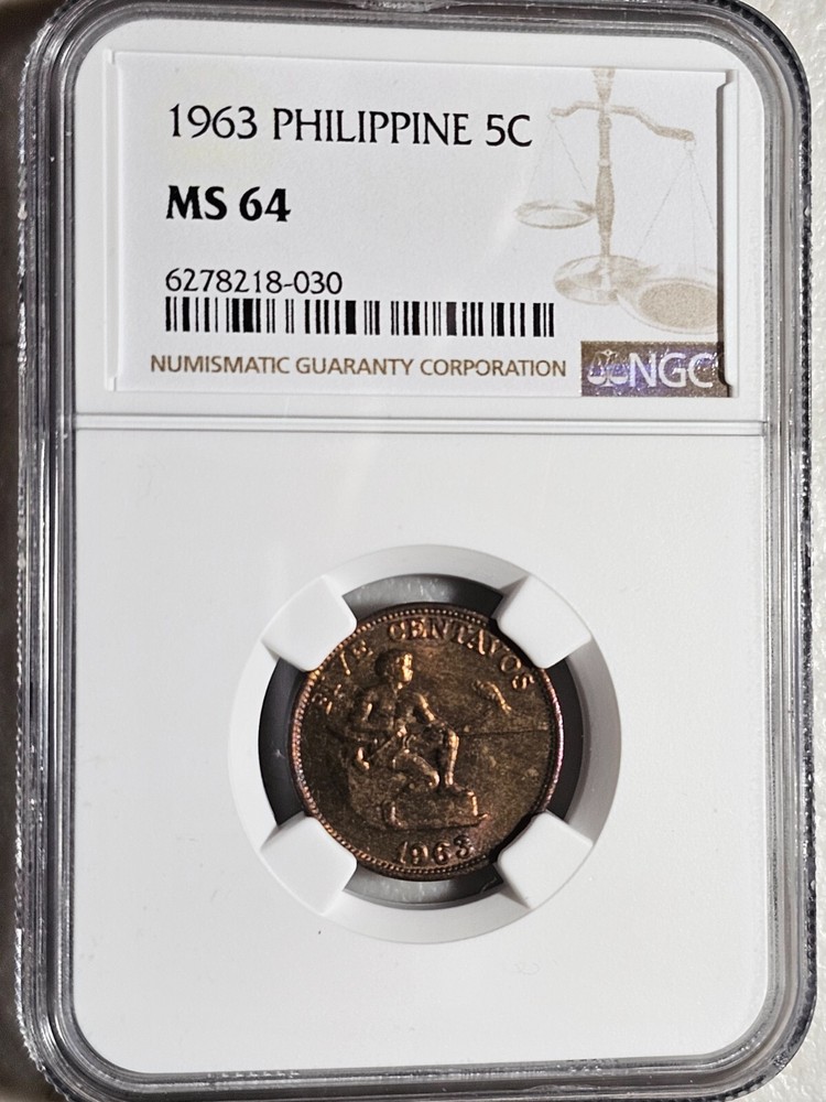 Philippines 5 Centavos 1963 NGC MS 64