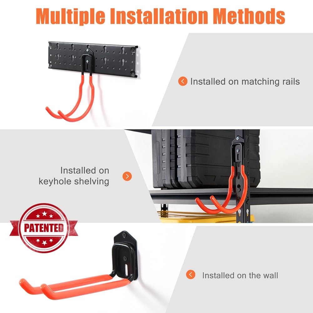 Ultrawall Multi-Storage Garage Hooks, Utility Rack Upgraded 3rails+ 14hooks