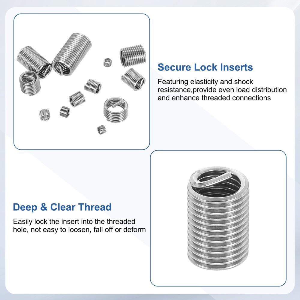 10pcs Wire Thread Inserts 7/16-14 UNC 2.5D 27.8mm Helical Threaded Sleeve
