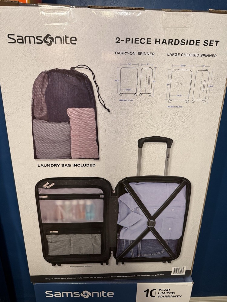 Samsonite Ridgeway II 2-Piece Hardside Set Checked & Carry-On Spinners Black