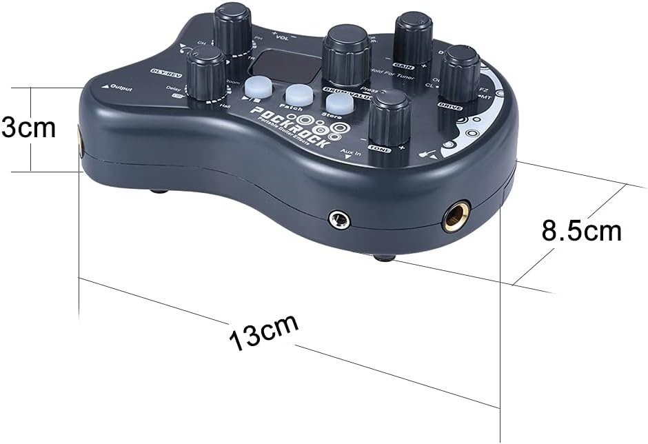 Lightweight 15 Effect Guitar Processor with Tuning Function - Portable Grey