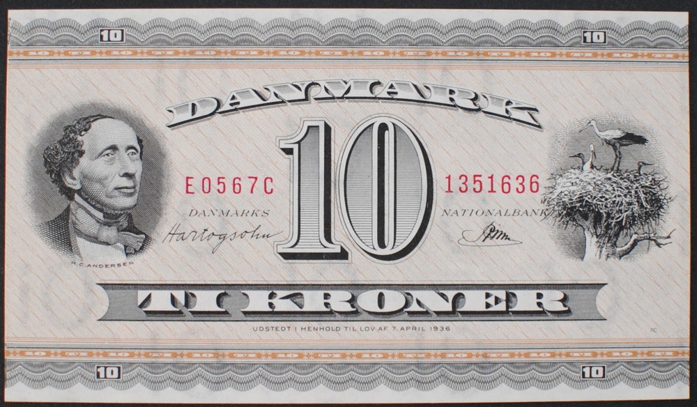 Denmark P44j 10 Kroner Choice UNC