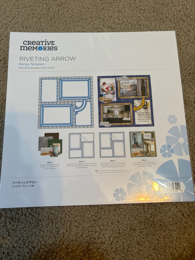 Creative Memories Riveting Arrow Recipe Template Stencil tracing pattern ~ New