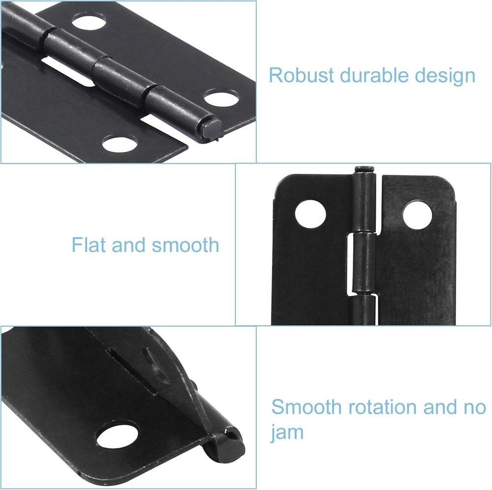 Durable 24Pcs Black Butt Hinges - Compact 1" x 3/4" for Various Applications