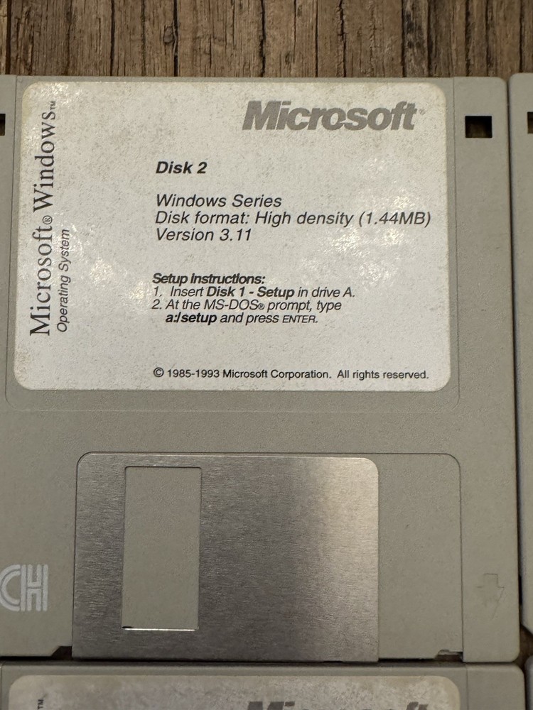 Microsoft Windows 3.11 5.25” Floppy Disk Set (6 Disks) Untested Vintage