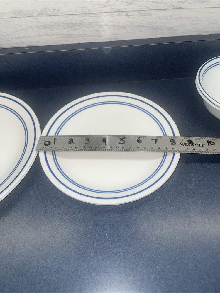 Corelle set for two blue and white